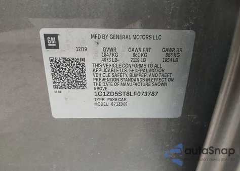 2020 Chevrolet Malibu Fwd Lt из США, поврежденный, VIN 1G1ZD5ST8LF073787